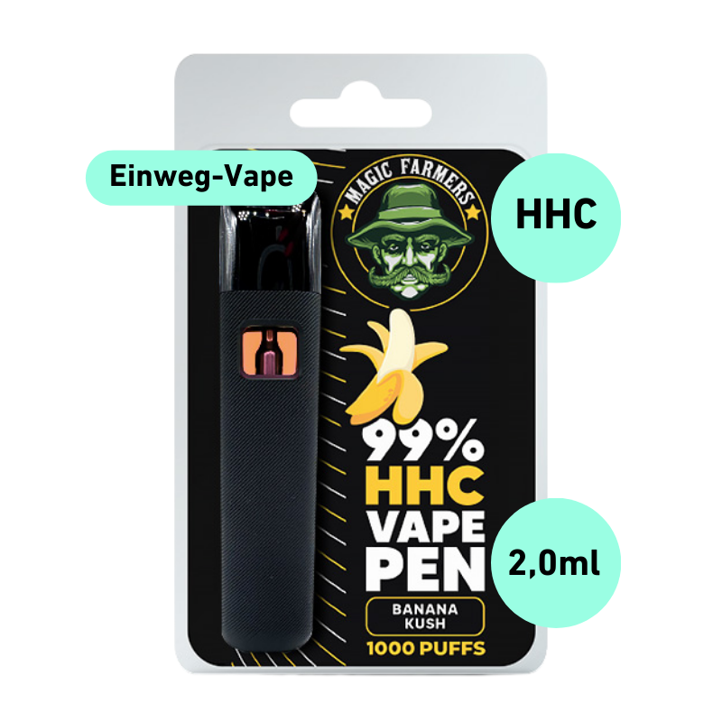 Stylo jetable HHC Vape Banana Kush 99% HHC (1000 bouffées) 2,0 ml