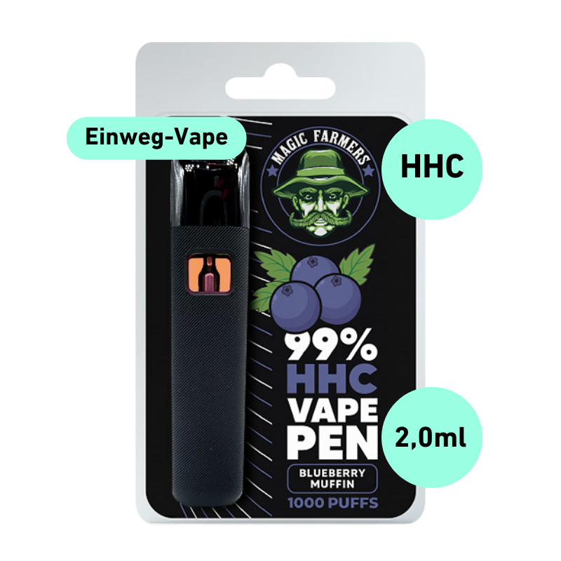 Stylo jetable HHC Vape Blueberry Muffin 99% HHC (1000 bouffées) 2,0 ml