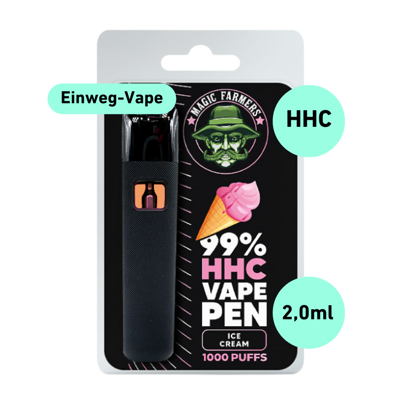 Stylo jetable HHC Vape Ice Cream 99% HHC (1000 bouffées) 2,0 ml