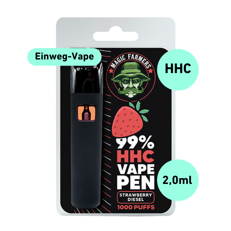 Stylo jetable HHC Vape Strawberry Diesel 99% HHC (1000 bouffées) 2,0 ml